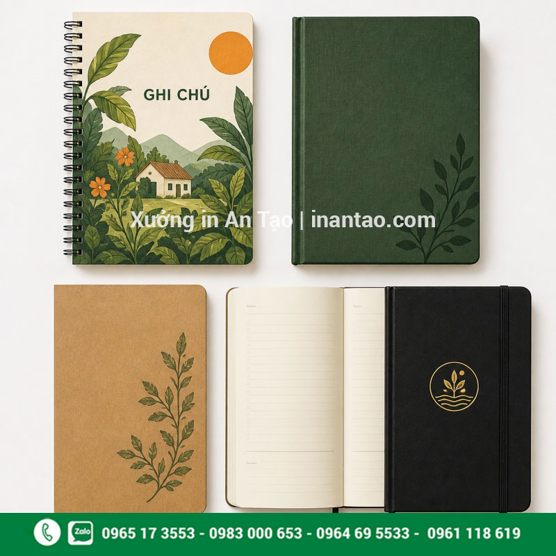 Các loại sổ tay in theo yêu cầu phổ biến Các mẫu in sổ tay bìa mềm bìa cứng và bìa da