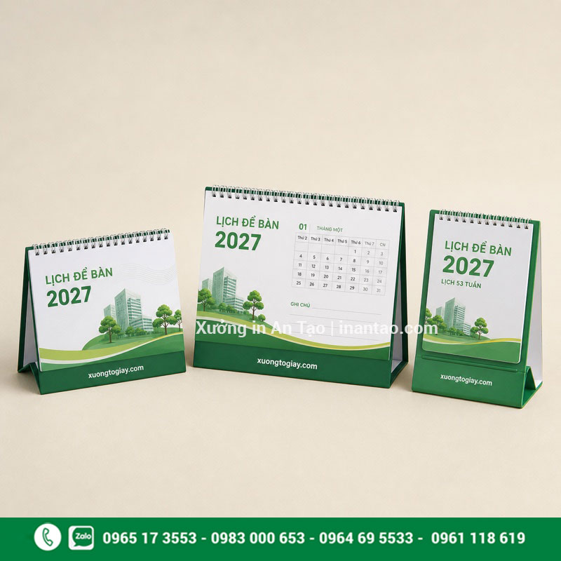 So sánh các quy cách lịch để bàn phổ biến Các mẫu lịch để bàn chữ A và đế nhựa
