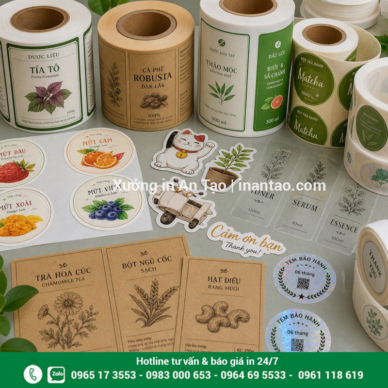 In decal theo yêu cầu tại xuongtogiay.com Bộ mẫu in decal tem nhãn và sticker hoàn chỉnh tại xuongtogiay.com