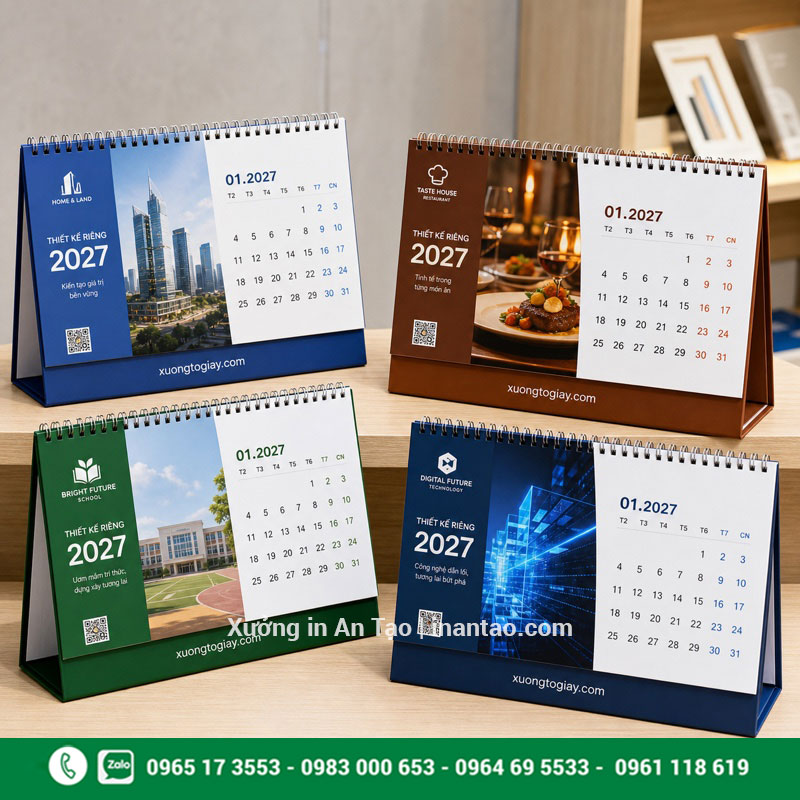 Mẫu in lịch để bàn theo yêu cầu riêng In lịch để bàn theo yêu cầu cho nhiều ngành nghề