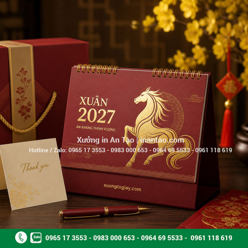 In lịch Tết để bàn thiết kế sang trọng In lịch Tết để bàn làm quà tặng doanh nghiệp