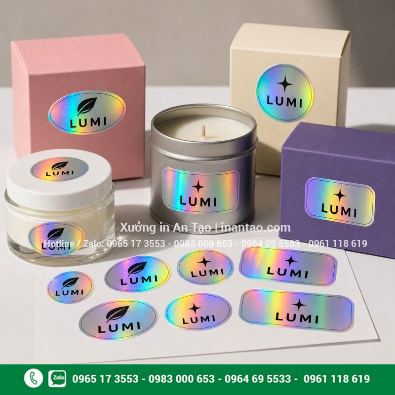 Tem 7 màu thường in theo yêu cầu Mẫu tem 7 màu thường in trên decal ánh cầu vồng