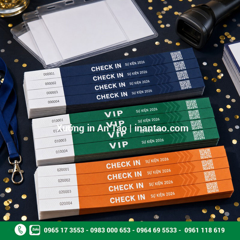 Vòng tay check in sự kiện Vòng tay check in sự kiện in QR và số thứ tự