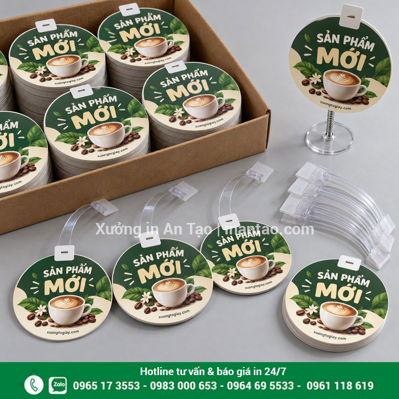 Bộ thành phẩm wobbler in theo yêu cầu Bộ mặt in wobbler Sản phẩm mới cùng thanh nhựa và mẫu chân đế lò xo