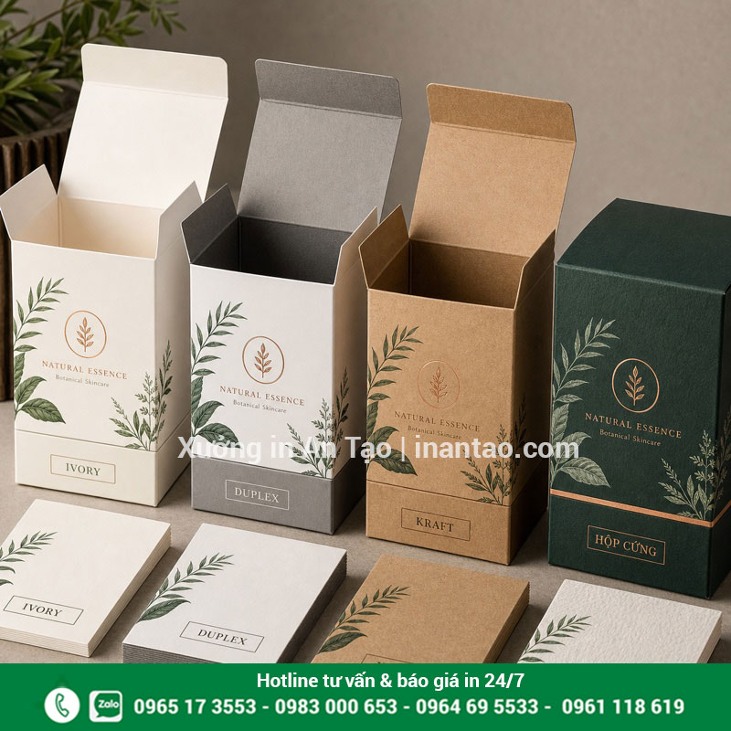 Chất liệu giấy phổ biến khi in hộp giấy So sánh giấy Ivory Duplex Kraft và carton lạnh để in hộp giấy