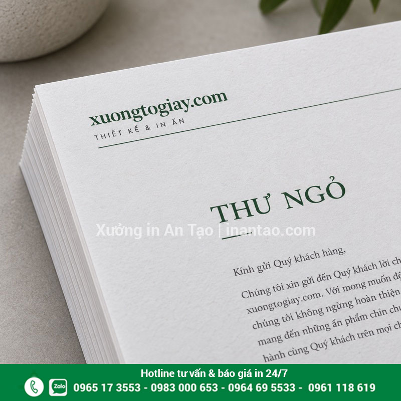 Chi tiết bề mặt giấy và nét chữ trên mẫu tiêu đề thư Cận cảnh bề mặt giấy tiêu đề không tráng phủ và chữ in màu xanh