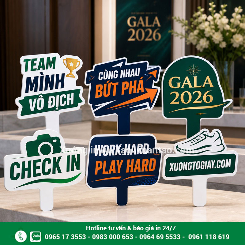 Hashtag cầm tay công ty in Formex cắt theo hình Bộ hashtag cầm tay công ty dành cho gala và team building