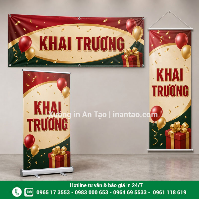 In banner theo yêu cầu nhiều kích thước Bộ in banner theo yêu cầu gồm banner ngang và banner dọc