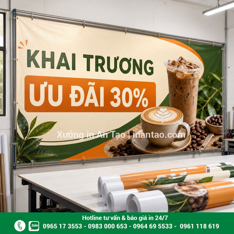 In banner sắc nét theo yêu cầu tại xuongtogiay.com Mẫu in banner quảng cáo hoàn thiện tại xuongtogiay.com