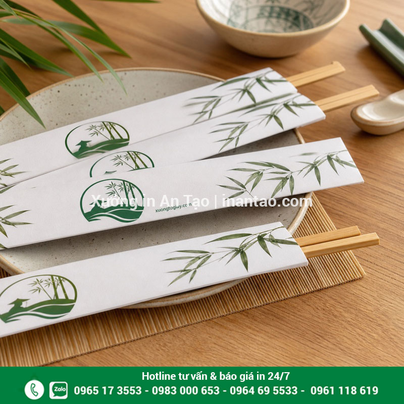 In bao đũa theo yêu cầu tại xuongtogiay.com Mẫu in bao đũa giấy có logo dành cho nhà hàng tại xuongtogiay.com