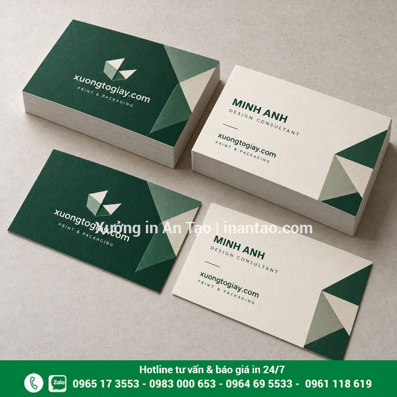 Mẫu danh thiếp hai mặt tại xuongtogiay.com Mẫu danh thiếp xanh và trắng in tên xuongtogiay.com với bố cục hai mặt