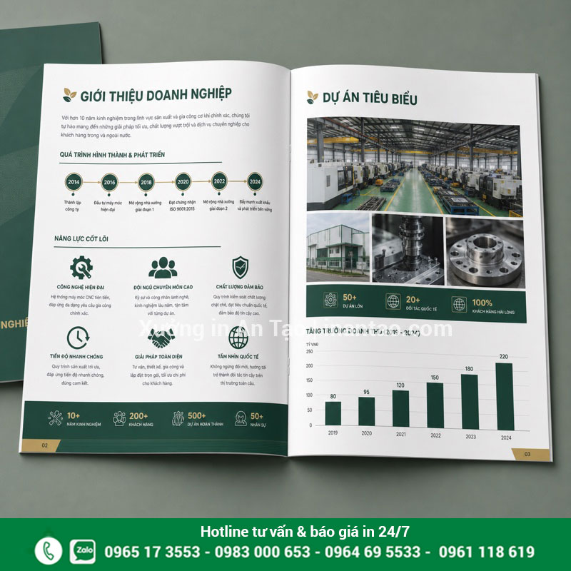 In hồ sơ năng lực công ty với bố cục rõ ràng Ruột in hồ sơ năng lực công ty trình bày dự án và năng lực