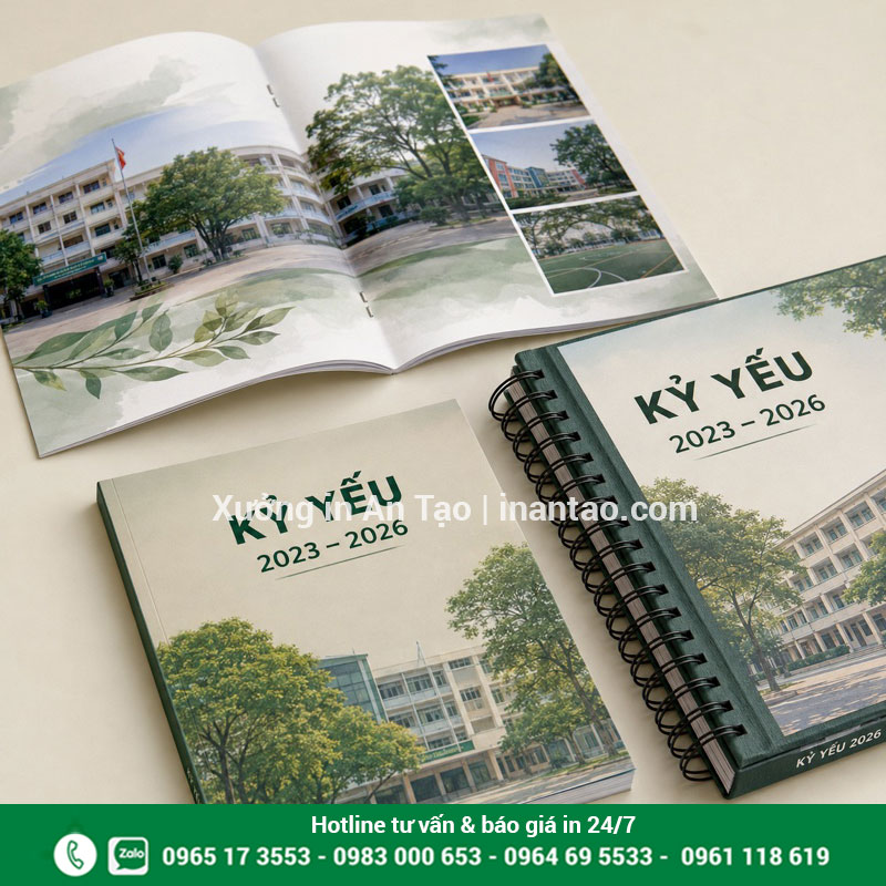 Các kiểu đóng gáy cho cuốn kỷ yếu Các cuốn kỷ yếu hoàn thiện với gáy ghim giữa, gáy keo và lò xo