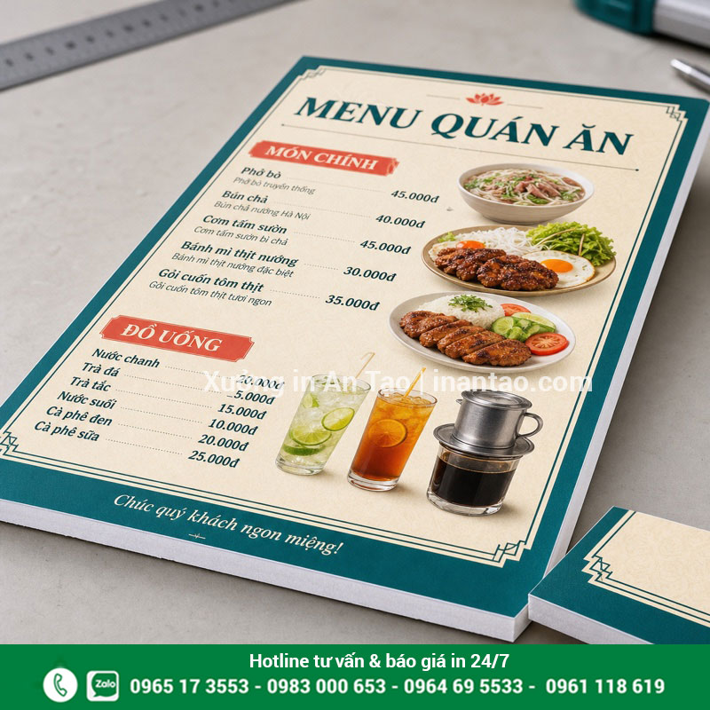 Cấu tạo menu decal bồi formex 5 mm Cấu tạo in menu formex bằng decal bồi trên tấm PVC xốp