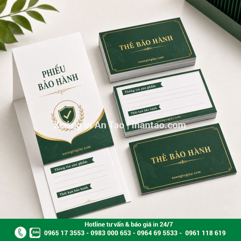 In phiếu bảo hành theo yêu cầu tại xuongtogiay.com Mẫu in phiếu bảo hành và thẻ bảo hành hoàn thiện tại xuongtogiay.com