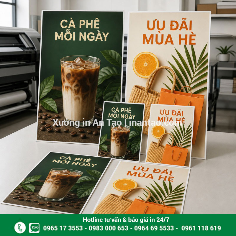 In poster chuyên nghiệp tại xuongtogiay.com Bộ poster quảng cáo thành phẩm in sắc nét tại xuongtogiay.com