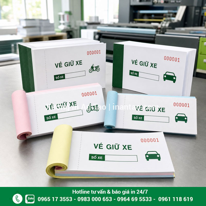 In vé giữ xe theo yêu cầu tại xuongtogiay.com Mẫu in vé giữ xe thành phẩm có số nhảy tại xuongtogiay.com