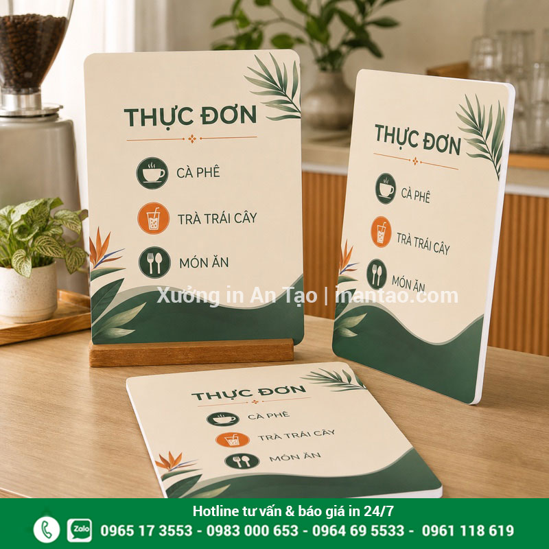 Menu formex in theo yêu cầu tại xuongtogiay.com Bộ menu formex hoàn thiện cho quán cà phê và nhà hàng
