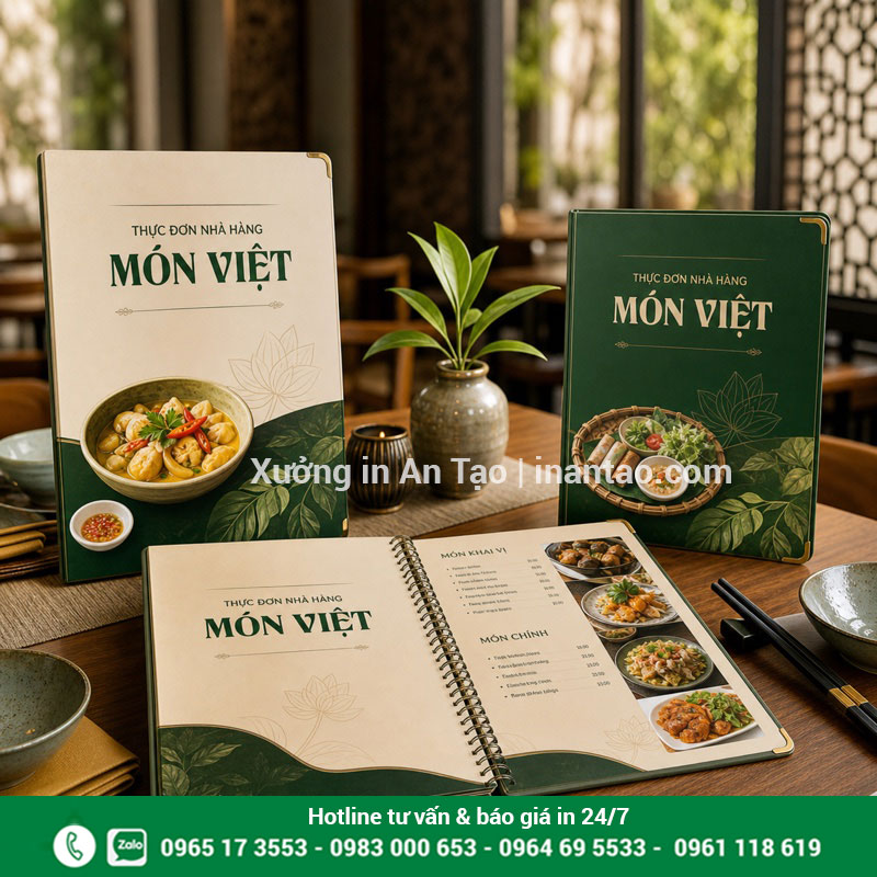 Menu nhựa hoàn chỉnh cho nhà hàng món Việt Bộ menu nhựa nhà hàng thiết kế đồng bộ