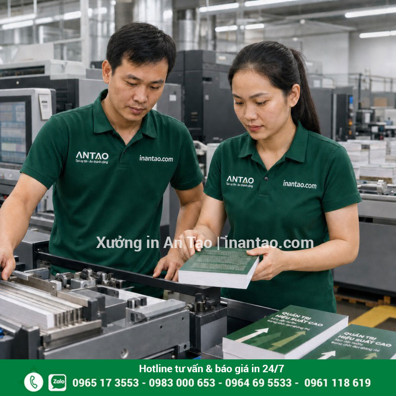 Xưởng in sách theo yêu cầu của xuongtogiay.com Nhân viên Việt Nam kiểm tra sách tại xưởng in sách TP.HCM